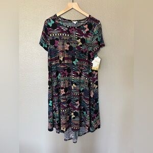 NWT LuLaRoe Black and Purple Geometric Mini Dress